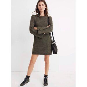 MADEWELL Olive Green Donegal Button-Sleeve Wool-Blend Sweater Dress Size XXS